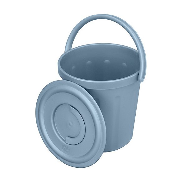 Vödör, Ics C552010, 10 l, kék, fedéllel, 25,5 cm felső átmérő, 27 cm magas, 19,5 cm alsó átmérő