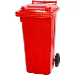   Műanyag hulladéktároló, szelektív kültéri kuka, Extra erős, UV-álló, kerékkel, nyitható tetővel - 240 l piros