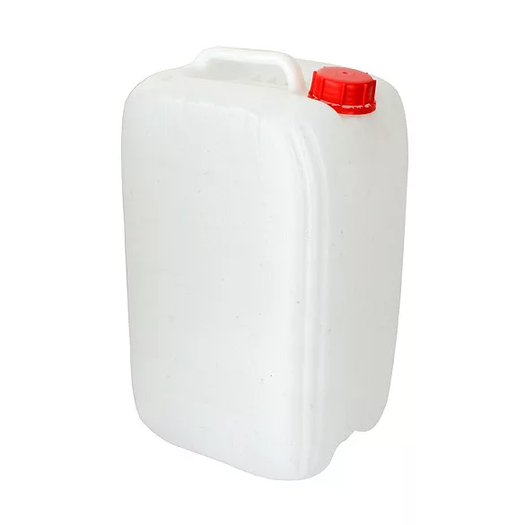 Élelmiszeripari kanna, J. P. Plast KE-20, fehér, polietilén (HDPE), UN 3H1/Y minősítésű, Euro kivitel, K63 zárószerkezet