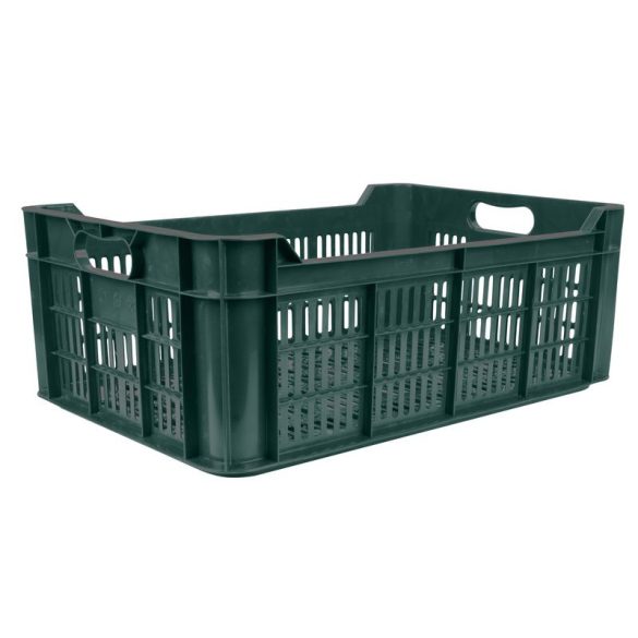 Gyümölcstartó láda, Strend Pro Garden M20, sötétzöld, 48 literes, 60 x 40 x 21,5 cm, perforált falú, műanyag, egymásra rakható, maximum 20 kg teherbírás