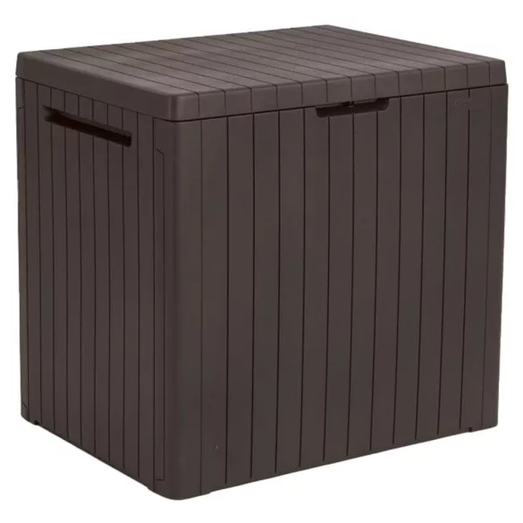 Kerti tárolóláda, Keter City, barna, 57,8 x 44 x 54,8 cm, 113 l, időjárásálló, műanyag, lakatolható, ülőhelyként is használható, teherbírás: 100 kg