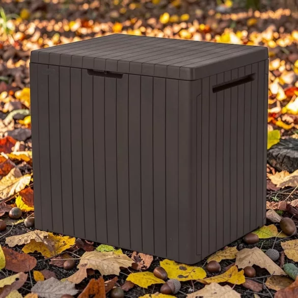 Kerti tárolóláda, Keter City, barna, 57,8 x 44 x 54,8 cm, 113 l, időjárásálló, műanyag, lakatolható, ülőhelyként is használható, teherbírás: 100 kg
