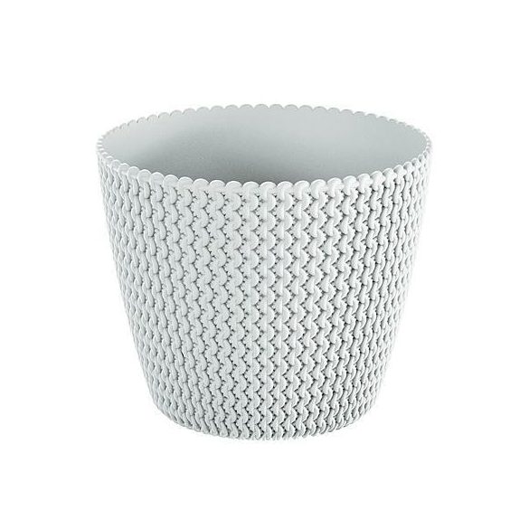 Műanyag virágcserép, Prosperplast Splofy, fehér, átmérő: 29,5 cm, magasság: 24,9 cm, kötött mintázat, 11,5 l, kerek