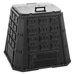   Komposztáló, Prosperplast, Evoblack, fekete, 420 l, 88,5 x 88,5 x 80 cm, felső fogantyúval, alsó ürítőajtóval, egyszerű összeszerelés