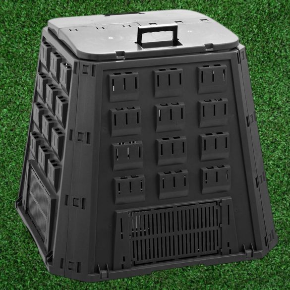 Komposztáló, Prosperplast, Evoblack, fekete, 420 l, 88,5 x 88,5 x 80 cm, felső fogantyúval, alsó ürítőajtóval, egyszerű összeszerelés