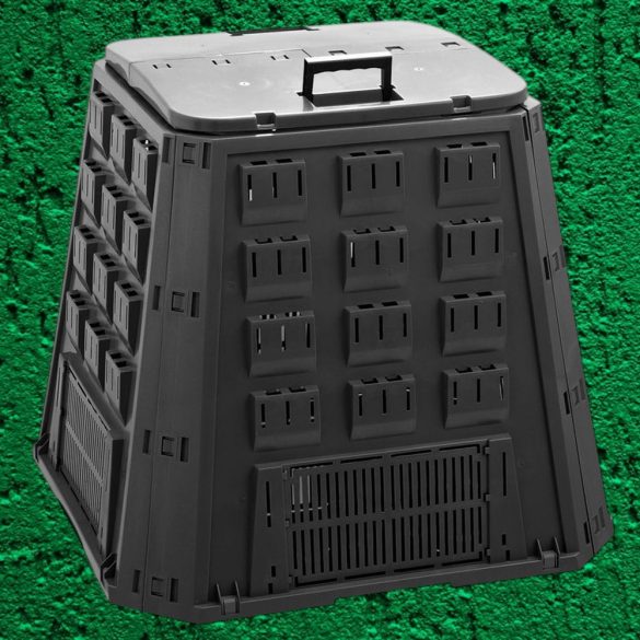 Komposztáló, Prosperplast, Evoblack, fekete, 420 l, 88,5 x 88,5 x 80 cm, felső fogantyúval, alsó ürítőajtóval, egyszerű összeszerelés