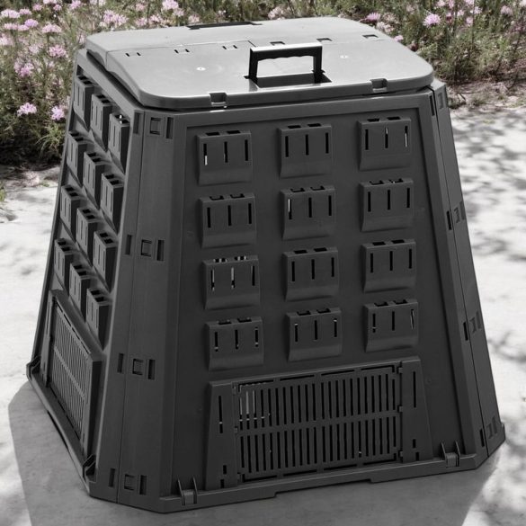 Komposztáló, Prosperplast, Evoblack, fekete, 420 l, 88,5 x 88,5 x 80 cm, felső fogantyúval, alsó ürítőajtóval, egyszerű összeszerelés