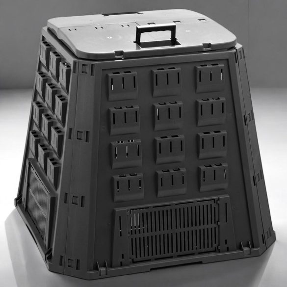 Komposztáló, Prosperplast, Evoblack, fekete, 420 l, 88,5 x 88,5 x 80 cm, felső fogantyúval, alsó ürítőajtóval, egyszerű összeszerelés