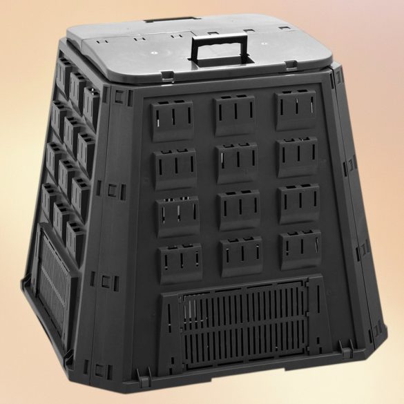 Komposztáló, Prosperplast, Evoblack, fekete, 420 l, 88,5 x 88,5 x 80 cm, felső fogantyúval, alsó ürítőajtóval, egyszerű összeszerelés