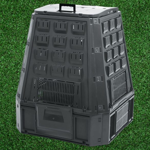 Komposztáló, Prosperplast, Evoblack, fekete, 630 l, 91 x 90 x 107 cm, felső fogantyúval, alsó ürítőajtóval, egyszerű összeszerelés