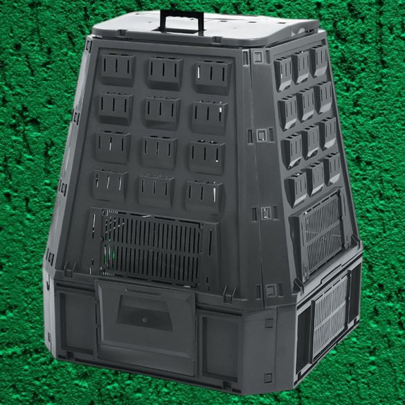 Komposztáló, Prosperplast, Evoblack, fekete, 630 l, 91 x 90 x 107 cm, felső fogantyúval, alsó ürítőajtóval, egyszerű összeszerelés