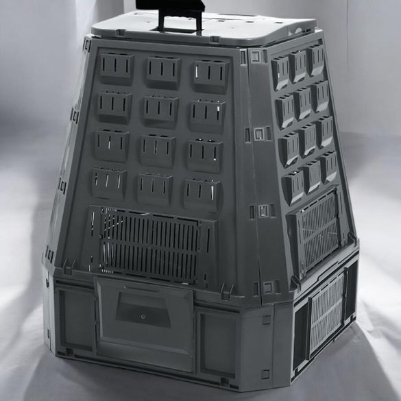 Komposztáló, Prosperplast, Evoblack, fekete, 630 l, 91 x 90 x 107 cm, felső fogantyúval, alsó ürítőajtóval, egyszerű összeszerelés