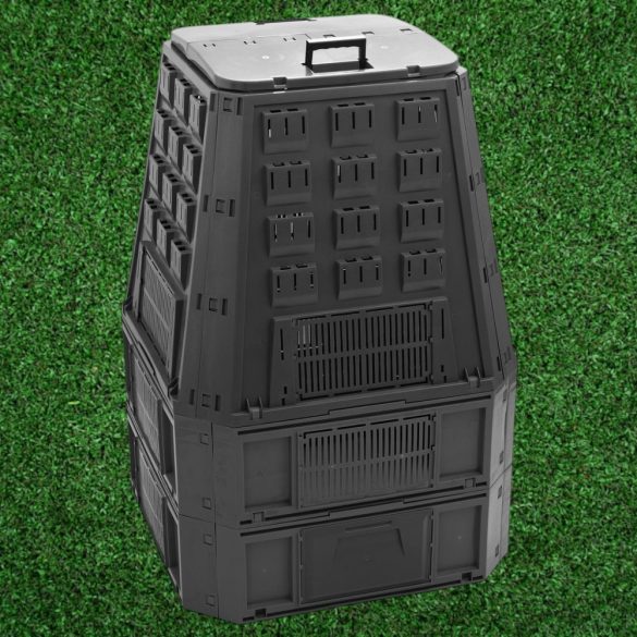 Komposztáló, Prosperplast, Evoblack, fekete, 850 l, 91 x 90 x 134,5 cm, felső fogantyúval, alsó ürítőajtóval, egyszerű összeszerelés