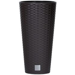   Rattan virágcserép, Prosperplast Rato Tubus 250, barna, átmérő: 25 cm, magasság: 47,6 cm, betéttel, 9 / 15,5 l, rattan hatású, kerek