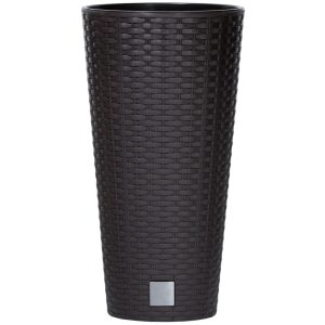 Rattan virágcserép, Prosperplast Rato Tubus 250, barna, átmérő: 25 cm, magasság: 47,6 cm, betéttel, 9 / 15,5 l, rattan hatású, kerek