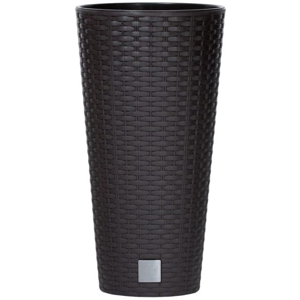 Rattan virágcserép, Prosperplast Rato Tubus 250, barna, átmérő: 25 cm, magasság: 47,6 cm, betéttel, 9 / 15,5 l, rattan hatású, kerek
