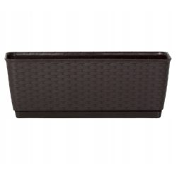   Rattan virágláda, Prosperplast Ratolla P, barna, 49,2 x 17,2 cm, magasság: 17,4 cm, alátéttel, 12 l, rattan hatású