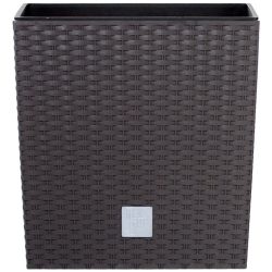   Rattan virágcserép, Prosperplast Rato Low 400, barna, 40 x 40 cm, magasság: 40,8 cm, betéttel, 37 / 64 l, rattan hatású, négyzetes, alacsony kivitel