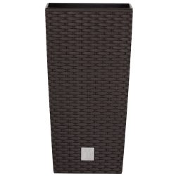   Rattan virágcserép, Prosperplast Rato Square 225, barna, 22,5 x 22,5 cm, magasság: 42,1 cm, betéttel, 8 / 16,3 l, rattan hatású, négyzetes