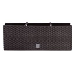   Rattan virágláda, Prosperplast Ratolla Case 500, barna, 49,2 x 17,2 cm, magasság: 17,4 cm, CWS öntözőrendszerrel, 12 l, rattan hatású