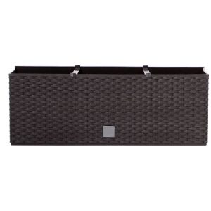 Rattan virágláda, Prosperplast Ratolla Case 500, barna, 49,2 x 17,2 cm, magasság: 17,4 cm, CWS öntözőrendszerrel, 12 l, rattan hatású