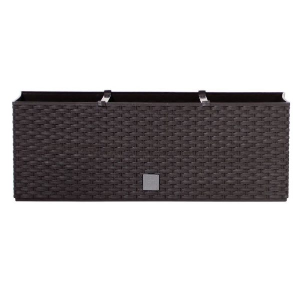 Rattan virágláda, Prosperplast Ratolla Case 500, barna, 49,2 x 17,2 cm, magasság: 17,4 cm, CWS öntözőrendszerrel, 12 l, rattan hatású