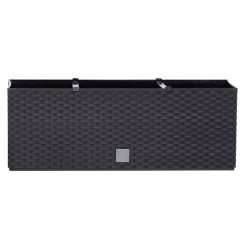   Rattan virágláda, Prosperplast Ratolla Case 500, antracit, 49,2 x 17,2 cm, magasság: 17,4 cm, CWS öntözőrendszerrel, 12 l, rattan hatású