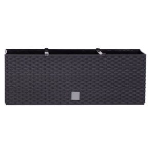Rattan virágláda, Prosperplast Ratolla Case 500, antracit, 49,2 x 17,2 cm, magasság: 17,4 cm, CWS öntözőrendszerrel, 12 l, rattan hatású