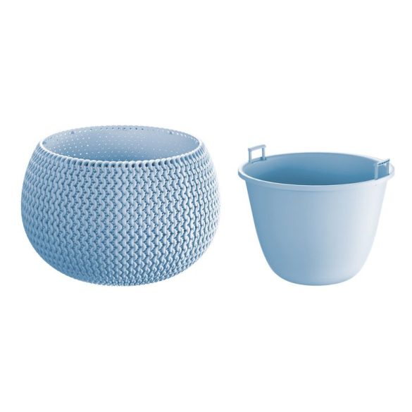 Műanyag virágcserép, Prosperplast Splofy Bowl, jégszürke, átmérő: 29 cm, magasság: 19,5 cm, tál alakú, betéttel, 3,9 l, kerek