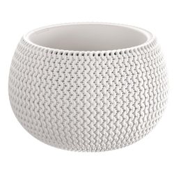   Műanyag virágcserép, Prosperplast Splofy Bowl, fehér, átmérő: 29 cm, magasság: 19,5 cm, tál alakú, betéttel, 3,9 l, kerek