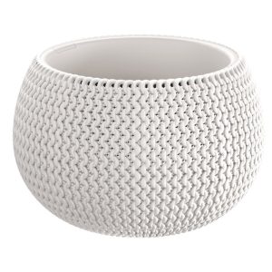 Műanyag virágcserép, Prosperplast Splofy Bowl, fehér, átmérő: 29 cm, magasság: 19,5 cm, tál alakú, betéttel, 3,9 l, kerek