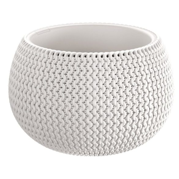 Műanyag virágcserép, Prosperplast Splofy Bowl, fehér, átmérő: 29 cm, magasság: 19,5 cm, tál alakú, betéttel, 3,9 l, kerek