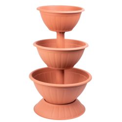   Műanyag háromszintes virágcserép, Strend Pro Garden Pyramid, terrakotta, átmérők: 25 cm / 32,5 cm / 40 cm, magasság: 79 cm, kerek