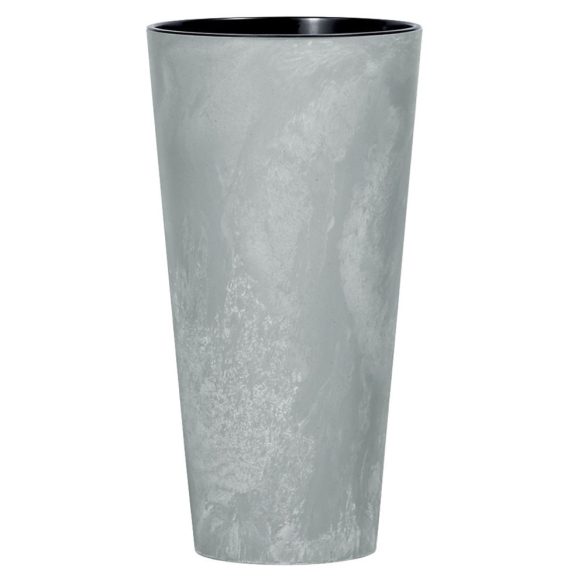Műanyag virágcserép, Prosperplast Tubus Slim Beton, világosszürke, átmérő: 40 cm, magasság: 76,2 cm, betéttel, 35 / 64 l, betonhatású, kerek