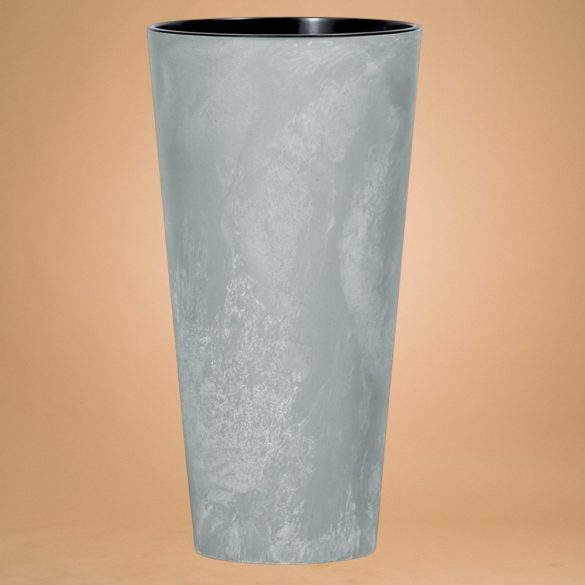 Műanyag virágcserép, Prosperplast Tubus Slim Beton, világosszürke, átmérő: 40 cm, magasság: 76,2 cm, betéttel, 35 / 64 l, betonhatású, kerek