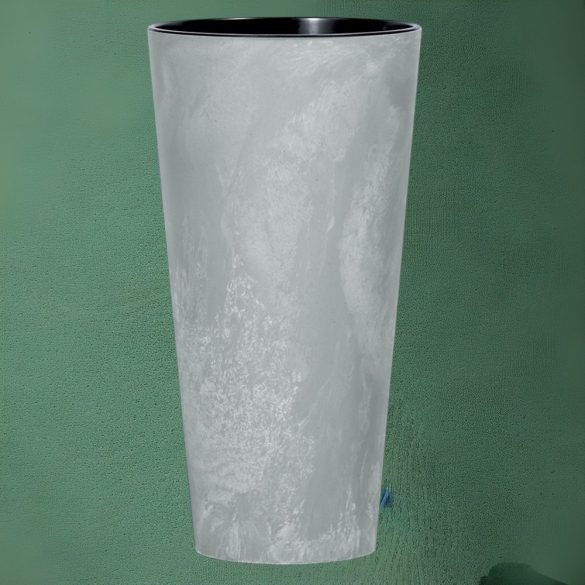 Műanyag virágcserép, Prosperplast Tubus Slim Beton, világosszürke, átmérő: 40 cm, magasság: 76,2 cm, betéttel, 35 / 64 l, betonhatású, kerek