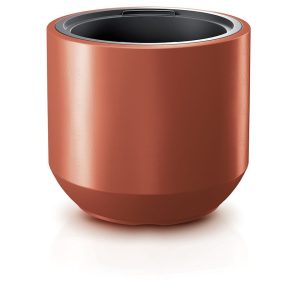 Műanyag virágcserép, Prosperplast Heos, réz, átmérő: 39 cm, magasság: 44 cm, fehér, betéttel, 46 l, kerek