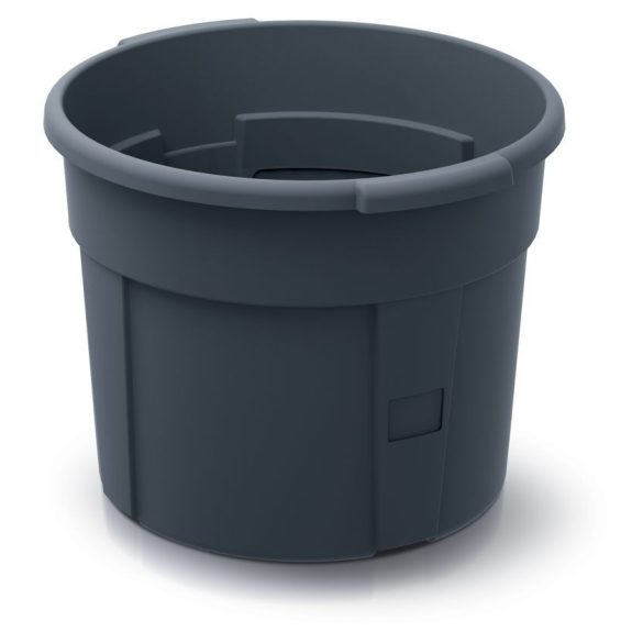 Műanyag burgonyatermesztő cserép, Prosperplast, antracit, átmérő: 39,2 cm, magasság: 31,6 cm, 28 l, ablakos betéttel, betakarító nyílásokkal, 2 részes, kerek