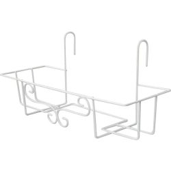   Virágtartó konzol, Strend Pro Garden, fehér, 65 cm, magasság: 13 cm, acél, kampós rögzítés, akasztható, téglalap alakú