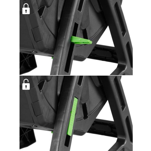 Komposztáló, Strend Pro Garden, fekete, 70 l, 55,5 x 36 x 72 cm, forgatható, időjárásálló, szellőzőnyílásokkal, könnyű, egyszerű összeszerelés