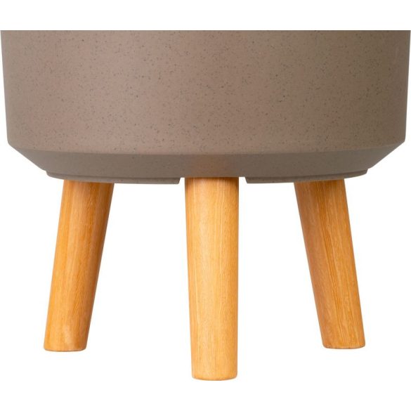 Műanyag virágcserép, Strend Pro Garden, kávépor, átmérő: 24,5 cm, magasság: 31 cm, fa lábakkal, kerek