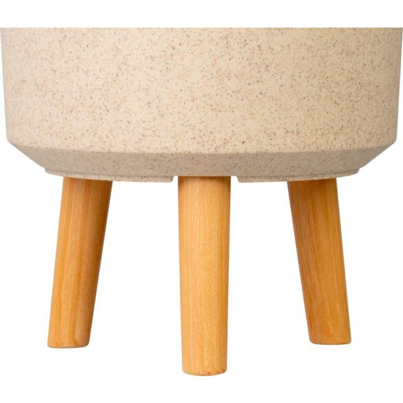 Műanyag virágcserép, Strend Pro Garden, bambuszszál, átmérő: 24,5 cm, magasság: 31 cm, fa lábakkal, kerek