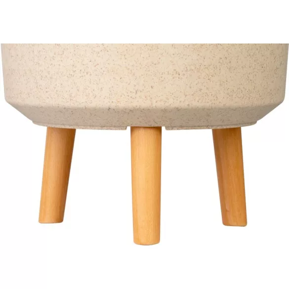 Műanyag virágcserép, Strend Pro Garden, bambuszszál, átmérő: 30 cm, magasság: 37 cm, fa lábakkal, 15,5 l, kerek