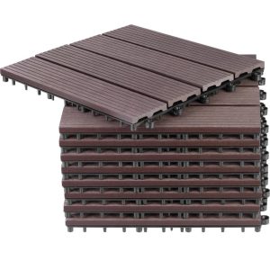 Kerti járólap készlet, Strend Pro Garden, barna, 31 x 31 x 2 cm, WPC hatású, csúszásmentes, polipropilén (PP) műanyag, 9 db/csomag