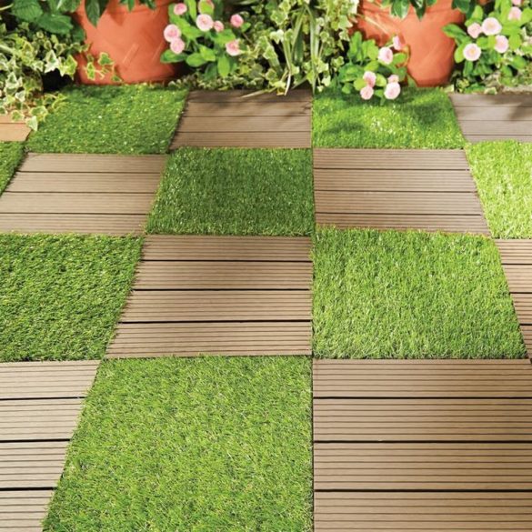 Kerti járólap készlet, Strend Pro Garden, barna, 31 x 31 x 2 cm, WPC hatású, csúszásmentes, polipropilén (PP) műanyag, 9 db/csomag