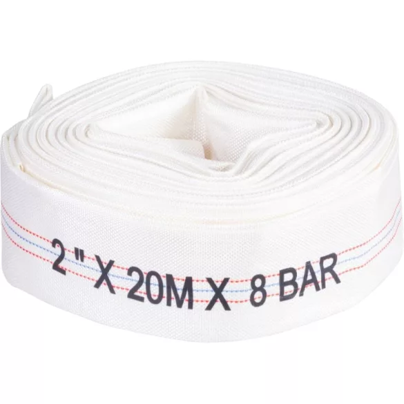 Nyomótömlő, Strend Pro Garden, fehér, C típus, 2", 20 m, vég nélkül, szivattyúkhoz, poliészter + gumírozott PVC belső, 0–80°C-ig hőálló, maximum 8 bar