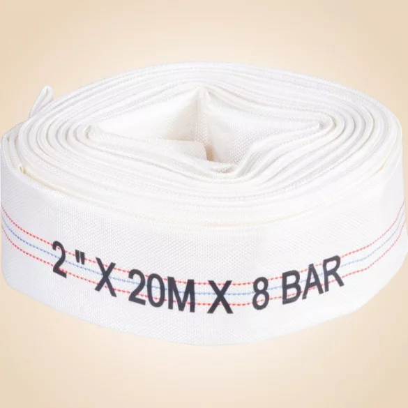 Nyomótömlő, Strend Pro Garden, fehér, C típus, 2", 20 m, vég nélkül, szivattyúkhoz, poliészter + gumírozott PVC belső, 0–80°C-ig hőálló, maximum 8 bar