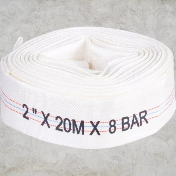 Nyomótömlő, Strend Pro Garden, fehér, C típus, 2", 20 m, vég nélkül, szivattyúkhoz, poliészter + gumírozott PVC belső, 0–80°C-ig hőálló, maximum 8 bar