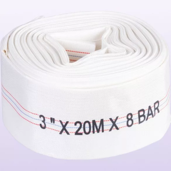 Nyomótömlő, Strend Pro Garden, fehér, B típus, 3", 20 m, vég nélkül, szivattyúkhoz, poliészter + gumírozott PVC belső, 0–80°C-ig hőálló, maximum 8 bar