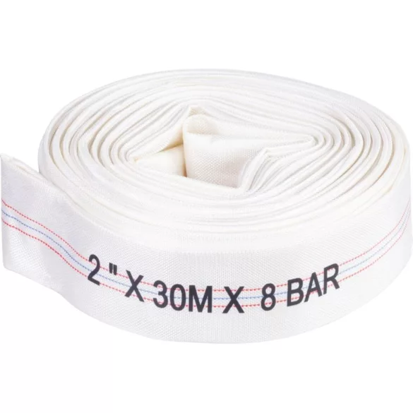 Nyomótömlő, Strend Pro Garden, fehér, C típus, 2", 30 m, vég nélkül, szivattyúkhoz, poliészter + gumírozott PVC belső, 0–80°C-ig hőálló, maximum 8 bar